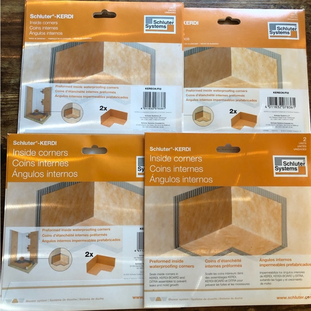Kerdi-Kereck-F Pre-Formed 90° Waterproofing Inside Corners (4 packs x 2 units)